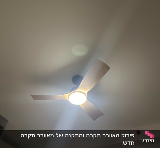מאוורר תקרה עם תאורה בחדר